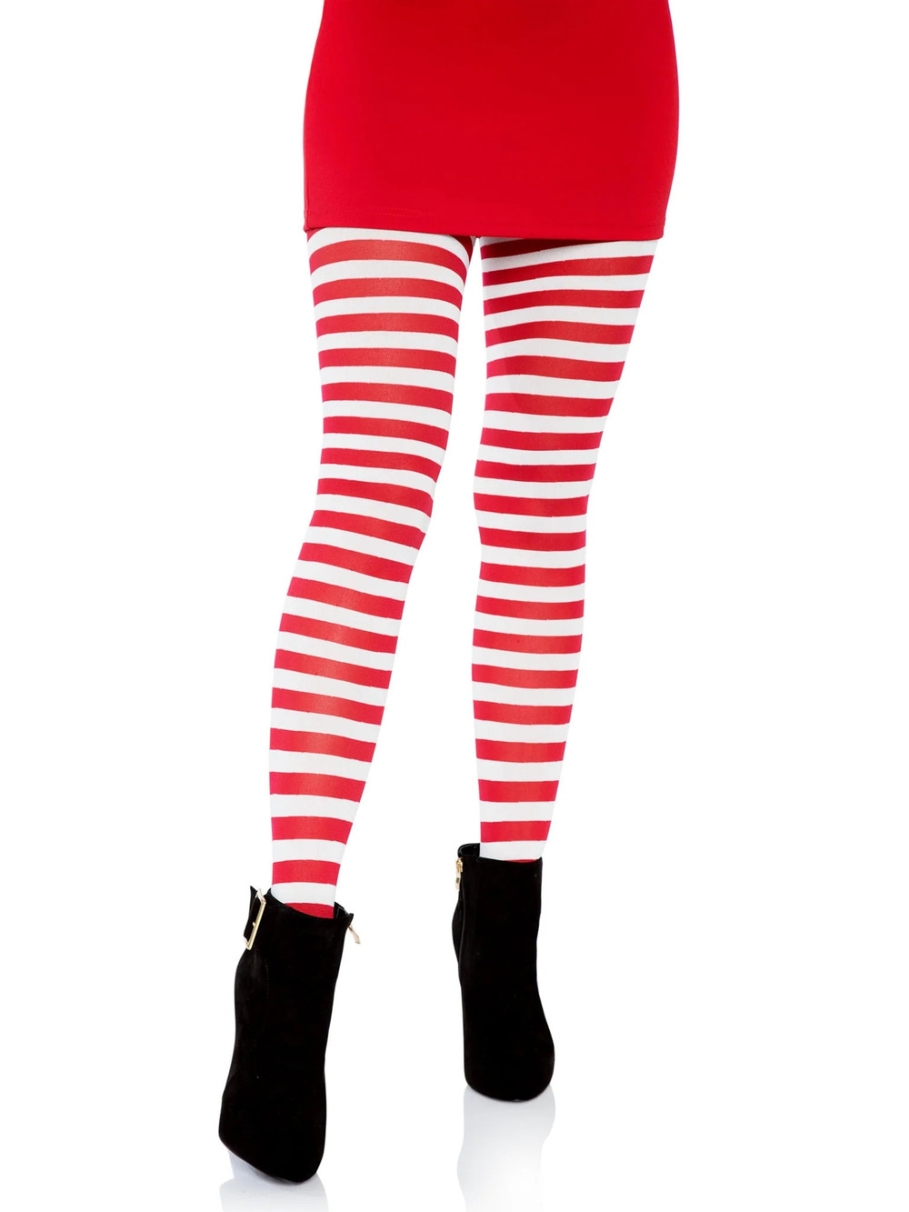 Leg Avenue - Jada Striped Women's Tights - WHITE/RED